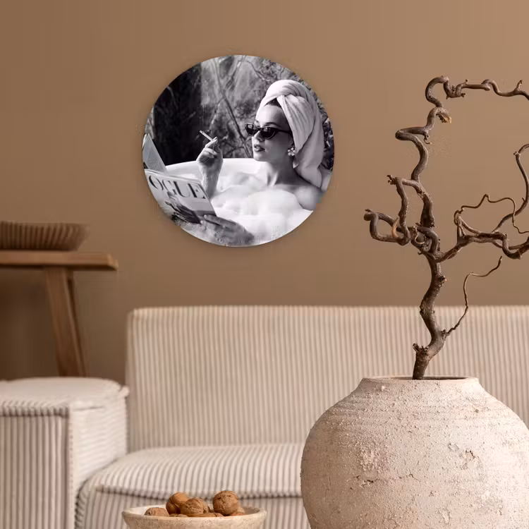 Relaxt - Bad - Zwart - Wit Wandcirkel kunststof plaat 5mm dik klein -sfeer1