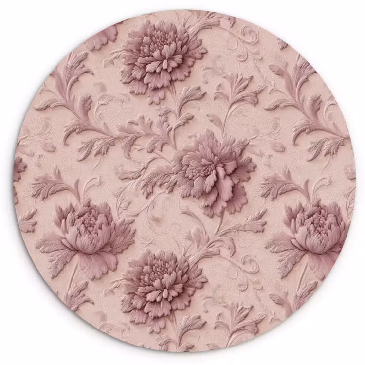 Reliëf - Pioenrozen - Roze Wandcirkel kunststof plaat 5mm dik klein 188 -3d