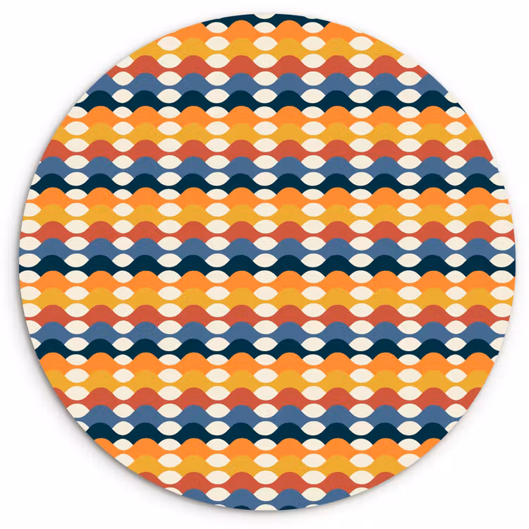 Retro - Disco - Golven Wandcirkel kunststof plaat 5mm dik klein 188 -3d