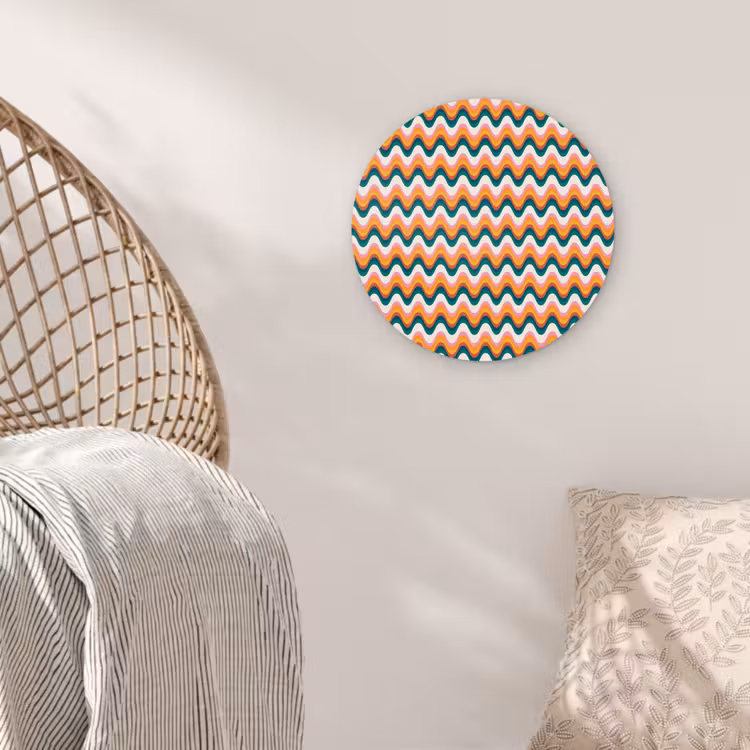 Retro - Disco - Golven - Kleur Wandcirkel kunststof plaat 5mm dik klein 188 -sfeer5
