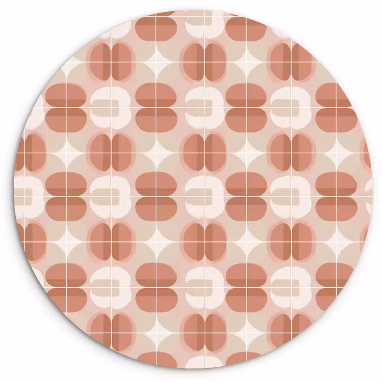 Retro - Klassiek - Roze Wandcirkel kunststof plaat 5mm dik klein 188 -3d