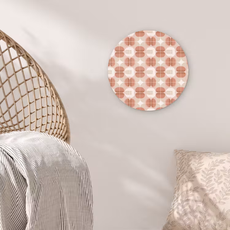 Retro - Klassiek - Roze Wandcirkel kunststof plaat 5mm dik klein 188 -sfeer5