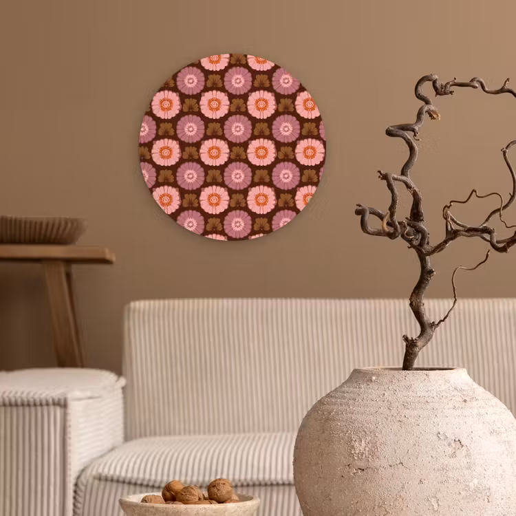 Retro - Madelief - Roze Wandcirkel kunststof plaat 5mm dik klein 188 -sfeer1
