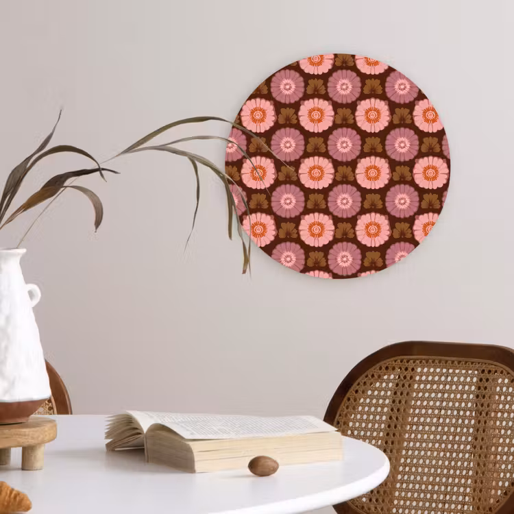 Retro - Madelief - Roze Wandcirkel kunststof plaat 5mm dik klein 188 -sfeer4