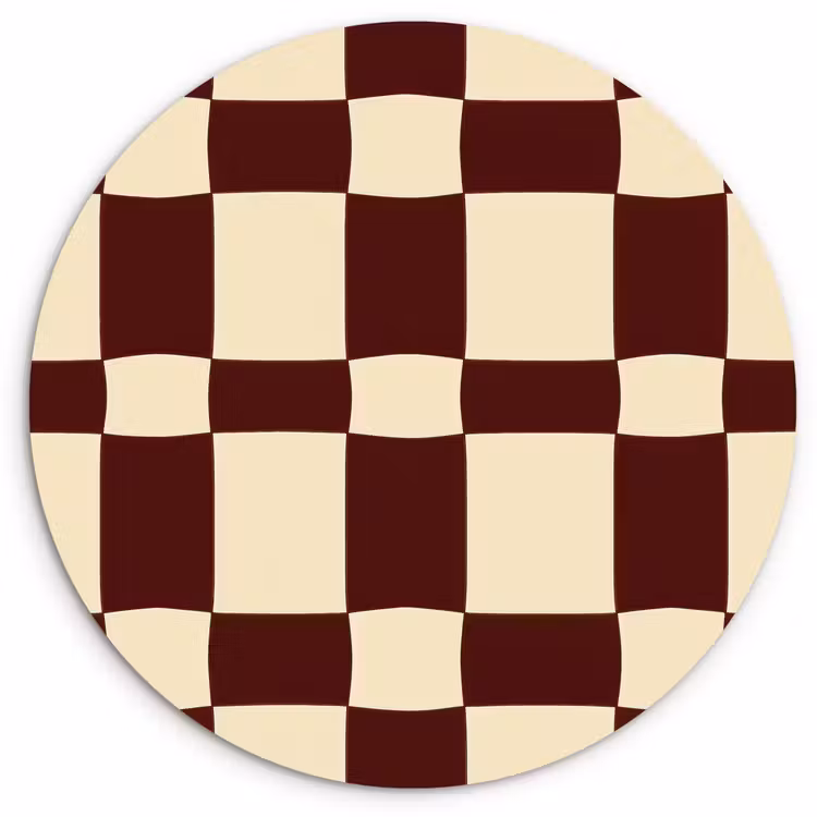 Retro - Patroon - Bruin Wandcirkel kunststof plaat 5mm dik klein 188 -3d