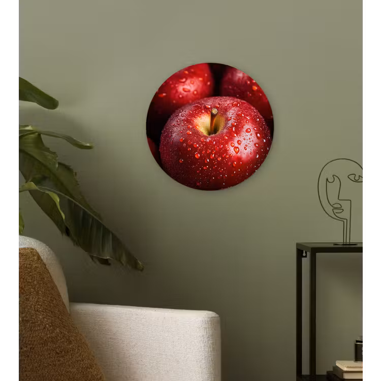 Rood - Appels - Fruit Wandcirkel kunststof plaat 5mm dik klein -sfeer3
