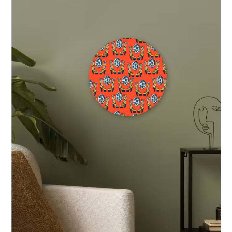 Rood - Disco - Patroon Wandcirkel kunststof plaat 5mm dik klein 188 -sfeer3