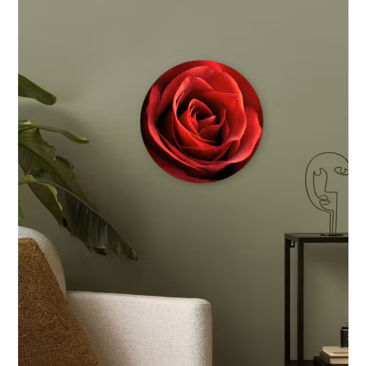 Rood - Roos - Romantisch Wandcirkel kunststof plaat 5mm dik klein -sfeer3