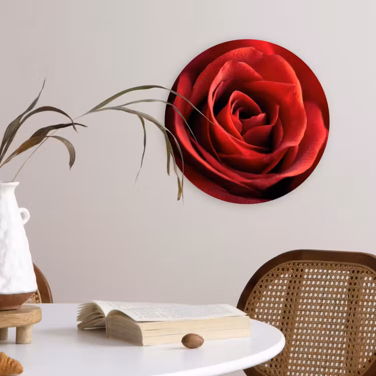 Rood - Roos - Romantisch Wandcirkel kunststof plaat 5mm dik klein -sfeer4