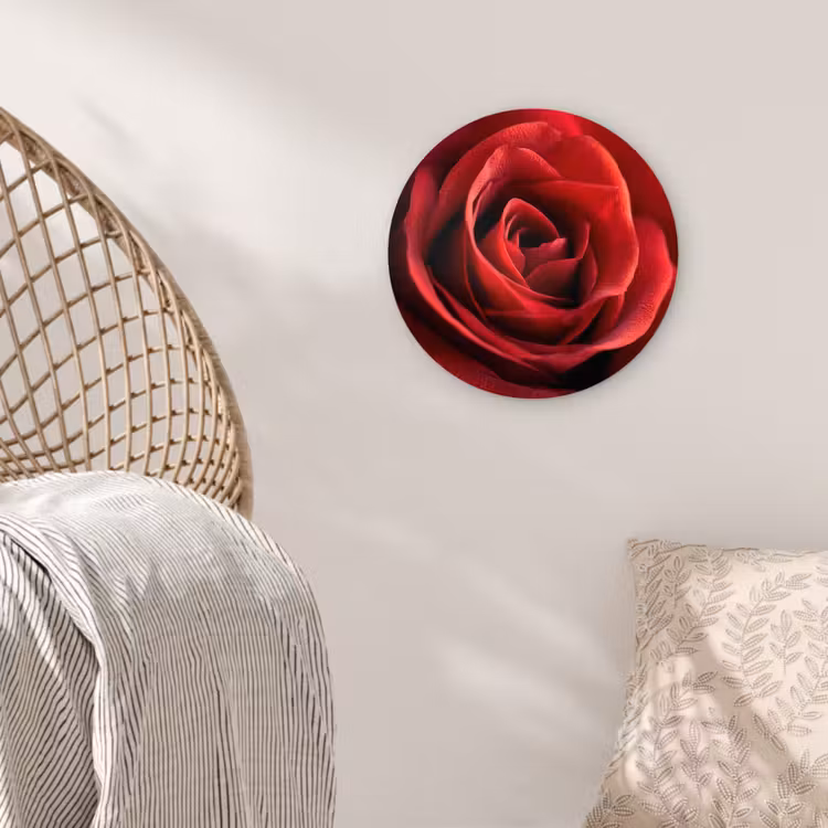 Rood - Roos - Romantisch Wandcirkel kunststof plaat 5mm dik klein -sfeer5