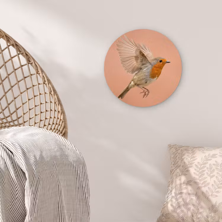 Roodborst - Natuur - Roze Wandcirkel kunststof plaat 5mm dik klein -sfeer5