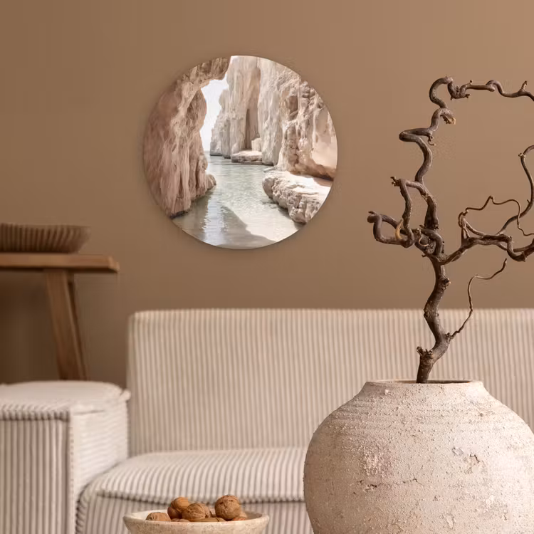 Rotsen - Zee - Zand - Kloof Wandcirkel kunststof plaat 5mm dik klein -sfeer1