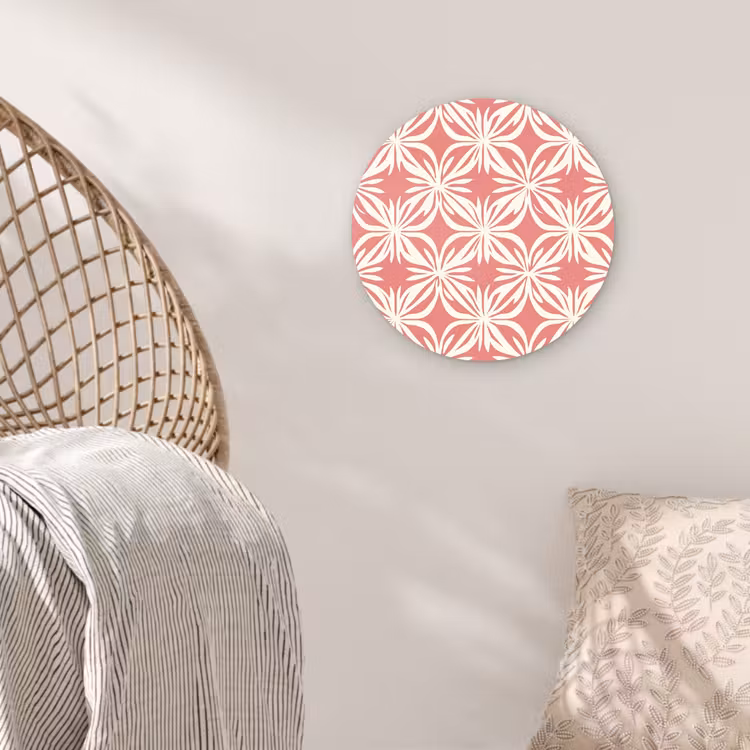 Roze - Bloemenmotief - Wit - Modern Wandcirkel kunststof plaat 5mm dik klein 188 -sfeer5