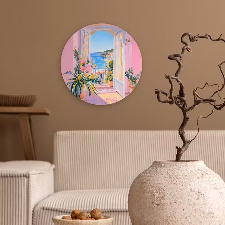 Roze - Buiten - Verf Wandcirkel kunststof plaat 5mm dik klein -sfeer1