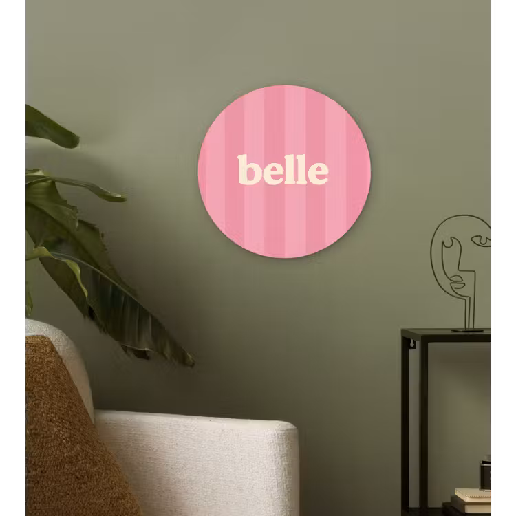 Roze - Gestreept - Belle Wandcirkel kunststof plaat 5mm dik klein -sfeer3