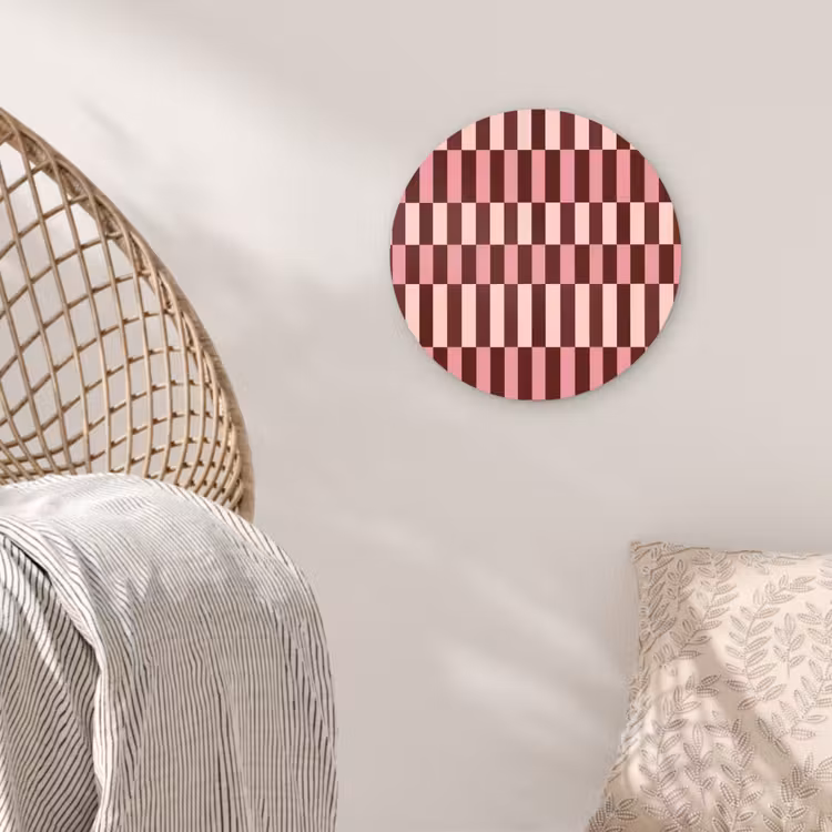 Roze - Rood - Blokjes Wandcirkel kunststof plaat 5mm dik klein 188 -sfeer5