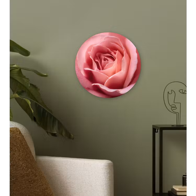 Roze - Roos - Romantisch Wandcirkel kunststof plaat 5mm dik klein -sfeer3