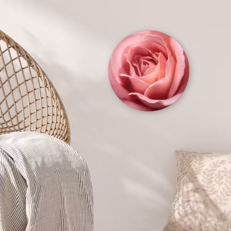 Roze - Roos - Romantisch Wandcirkel kunststof plaat 5mm dik klein -sfeer5