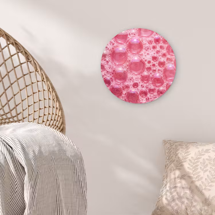 Roze - Schuim - Bubbels Wandcirkel kunststof plaat 5mm dik klein -sfeer5