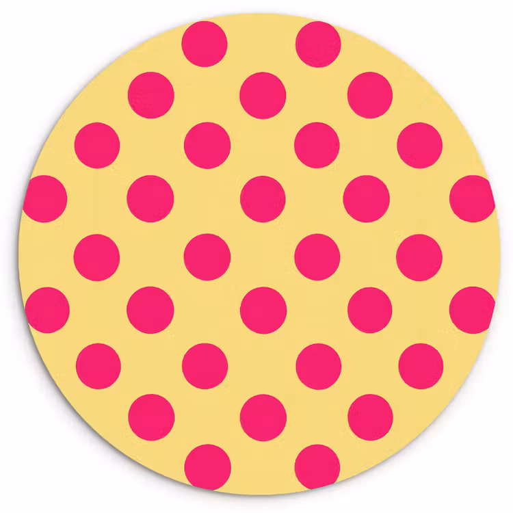 Roze - Stippen - Geel Wandcirkel kunststof plaat 5mm dik klein 188 -3d