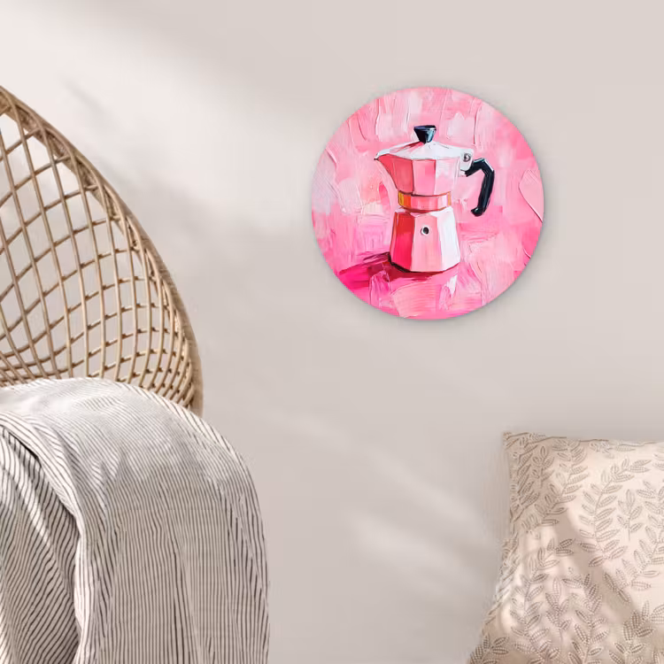 Roze - Verf - Coffee Wandcirkel kunststof plaat 5mm dik klein -sfeer5