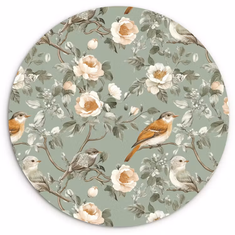 Roze - Vogels - Kleurrijk Wandcirkel kunststof plaat 5mm dik klein 188 -3d