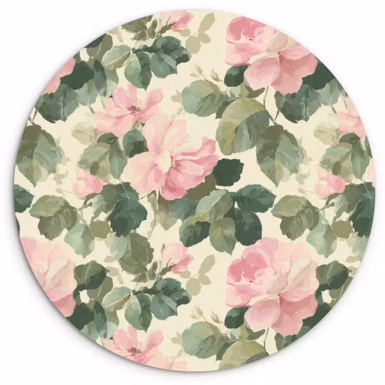 Rozen - Botanisch - Roze Wandcirkel kunststof plaat 5mm dik klein 188 -3d