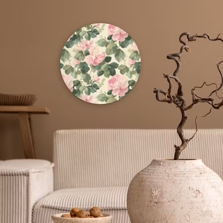 Rozen - Botanisch - Roze Wandcirkel kunststof plaat 5mm dik klein 188 -sfeer1