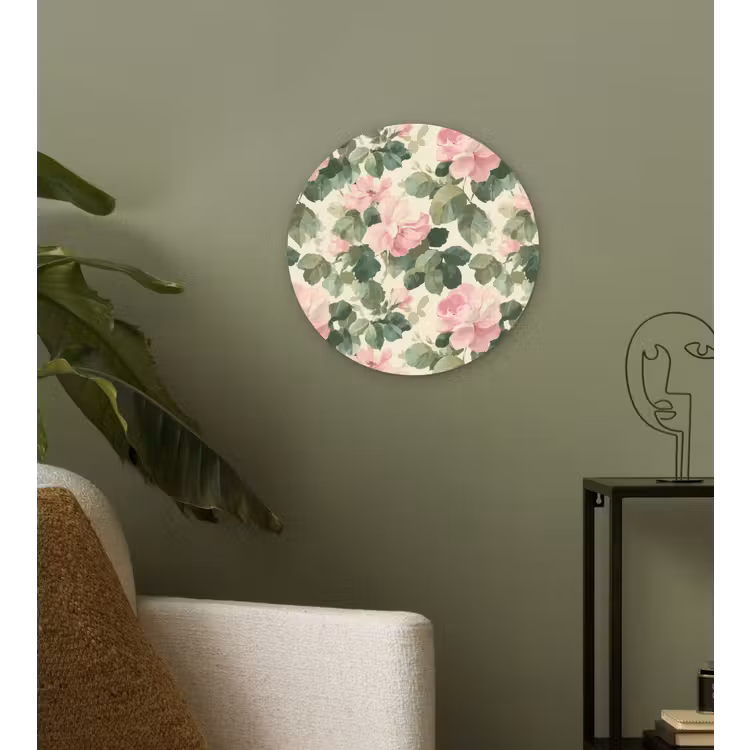 Rozen - Botanisch - Roze Wandcirkel kunststof plaat 5mm dik klein 188 -sfeer3