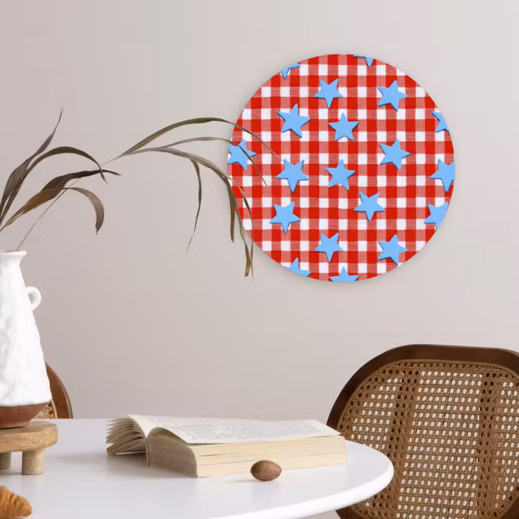 Ruit - Sterren - Rood Wandcirkel kunststof plaat 5mm dik klein 188 -sfeer4