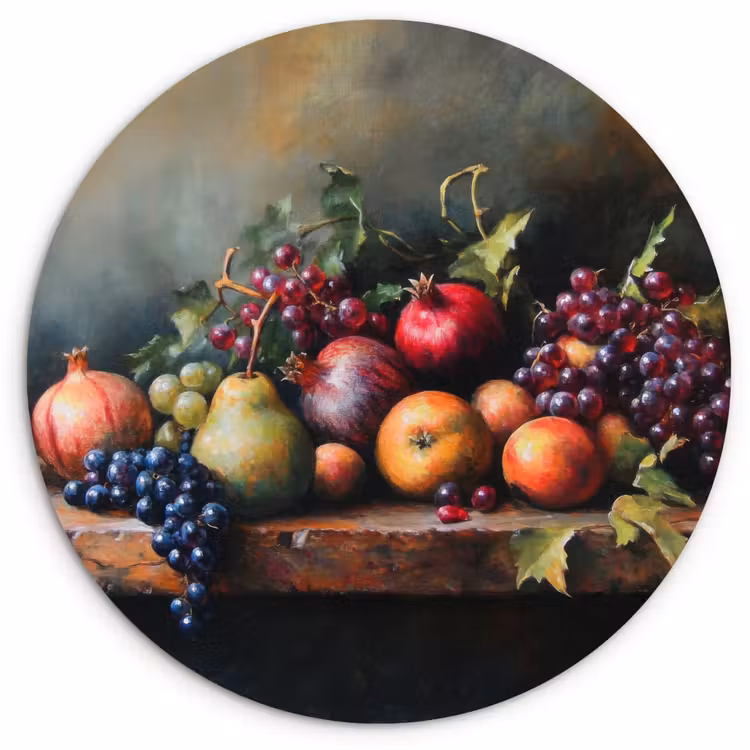 Rustiek - Stilleven - Fruit Wandcirkel kunststof plaat 5mm dik klein -3d