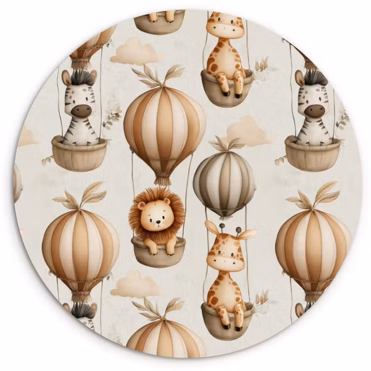 Safari - Luchtballonen - Taupe Wandcirkel kunststof plaat 5mm dik klein 188 -3d