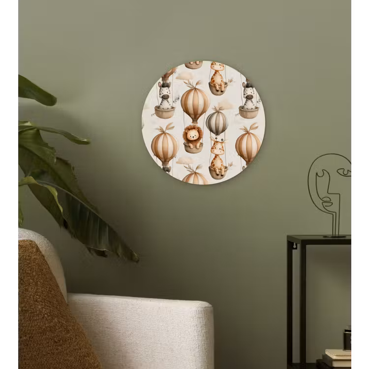 Safari - Luchtballonen - Taupe Wandcirkel kunststof plaat 5mm dik klein 188 -sfeer3