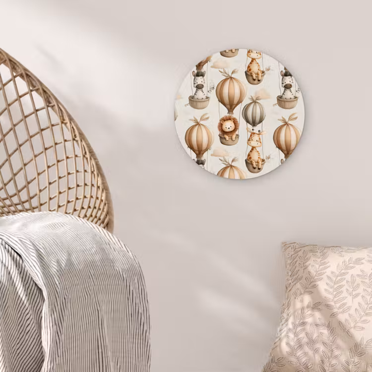 Safari - Luchtballonen - Taupe Wandcirkel kunststof plaat 5mm dik klein 188 -sfeer5