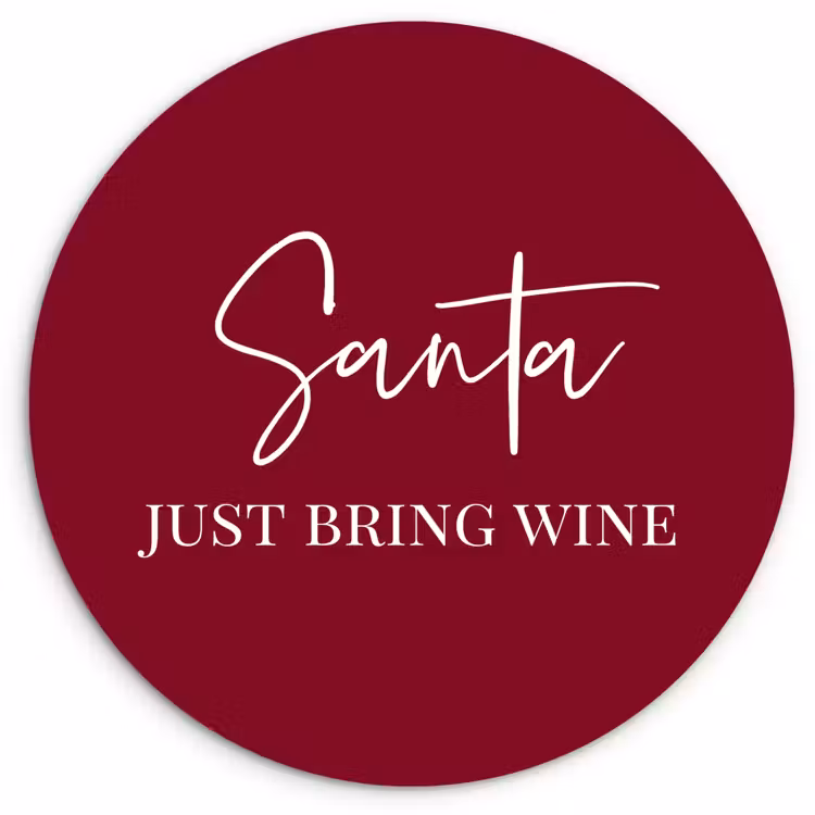 Santa - Wine - Rood - Kerst - Kerstman Wandcirkel kunststof plaat 5mm dik klein -3d