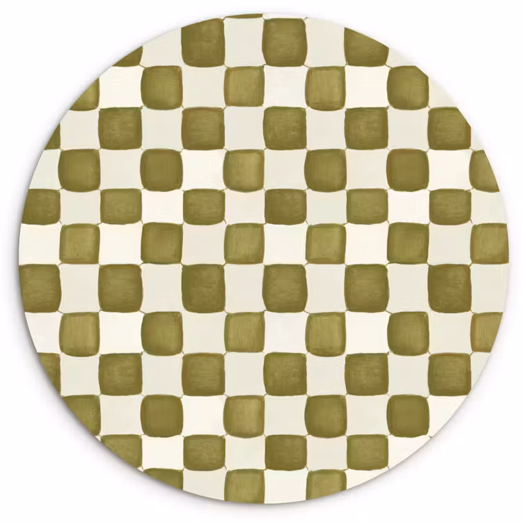 Schaak - Patroon - Groen Wandcirkel kunststof plaat 5mm dik klein 188 -3d