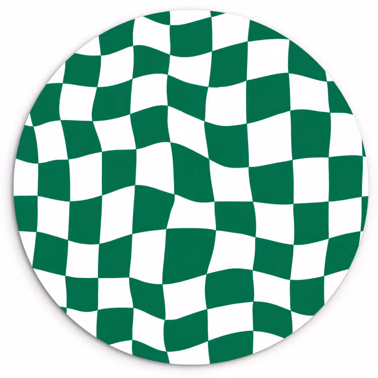 Schaakbord - Golvend - Groen Wandcirkel kunststof plaat 5mm dik klein 188 -3d