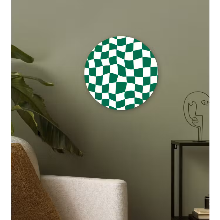 Schaakbord - Golvend - Groen Wandcirkel kunststof plaat 5mm dik klein 188 -sfeer3