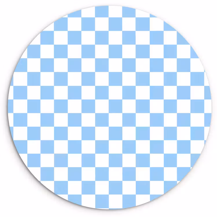 Schaakbord - Klassiek - Blauw Wandcirkel kunststof plaat 5mm dik klein 188 -3d