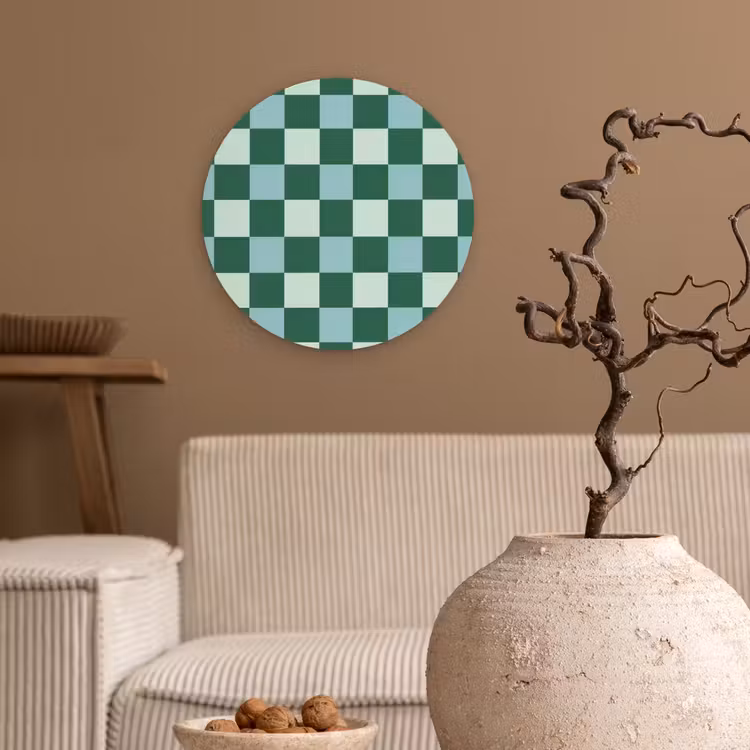 Schaakbord - Klassiek - Groen Wandcirkel kunststof plaat 5mm dik klein 188 -sfeer1