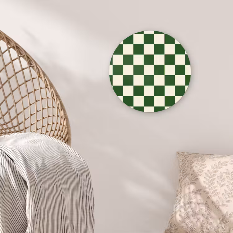 Schaakbord - Patroon - Groen Wandcirkel kunststof plaat 5mm dik klein 188 -sfeer5