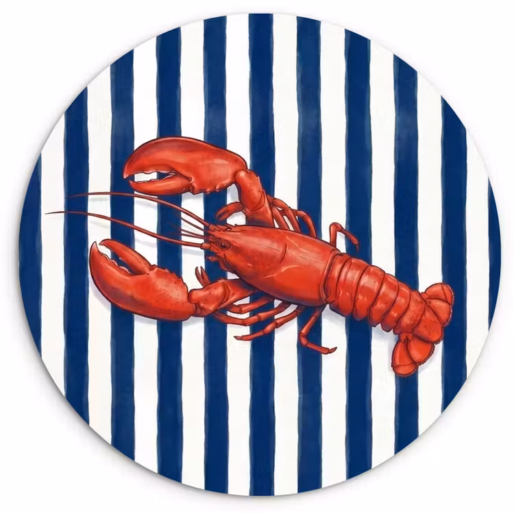 Schaaldier - Kreeft - Marine - Illustratie - Rood Wandcirkel kunststof plaat 5mm dik klein -3d