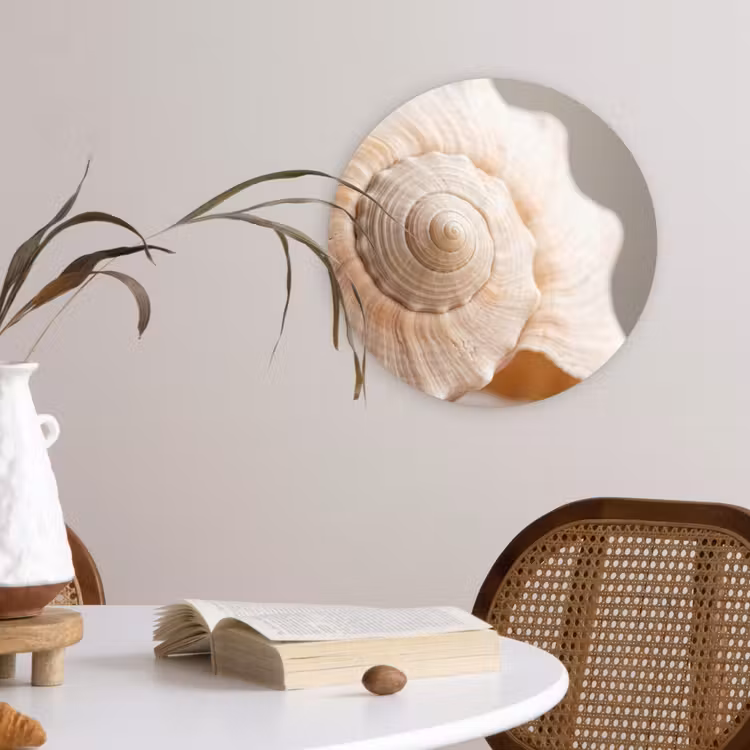 Schelp - Detail - Beige Wandcirkel kunststof plaat 5mm dik klein -sfeer4