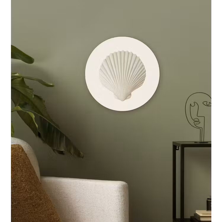 Schelp - Minimalistisch - Wit Wandcirkel kunststof plaat 5mm dik klein -sfeer3