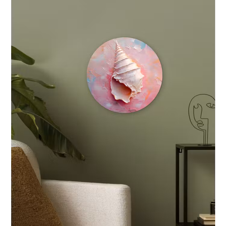 Schelp - Pastel - Pink Wandcirkel kunststof plaat 5mm dik klein -sfeer3