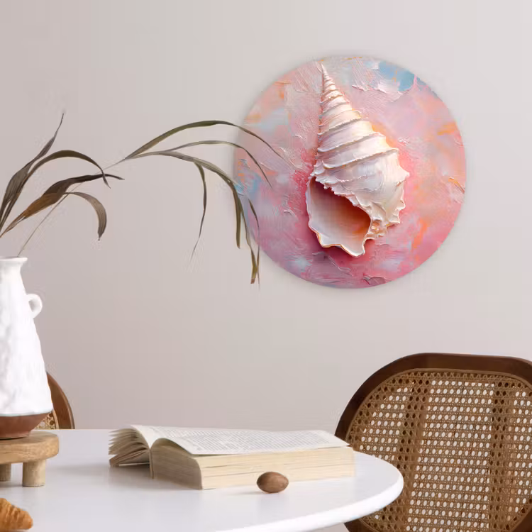 Schelp - Pastel - Pink Wandcirkel kunststof plaat 5mm dik klein -sfeer4