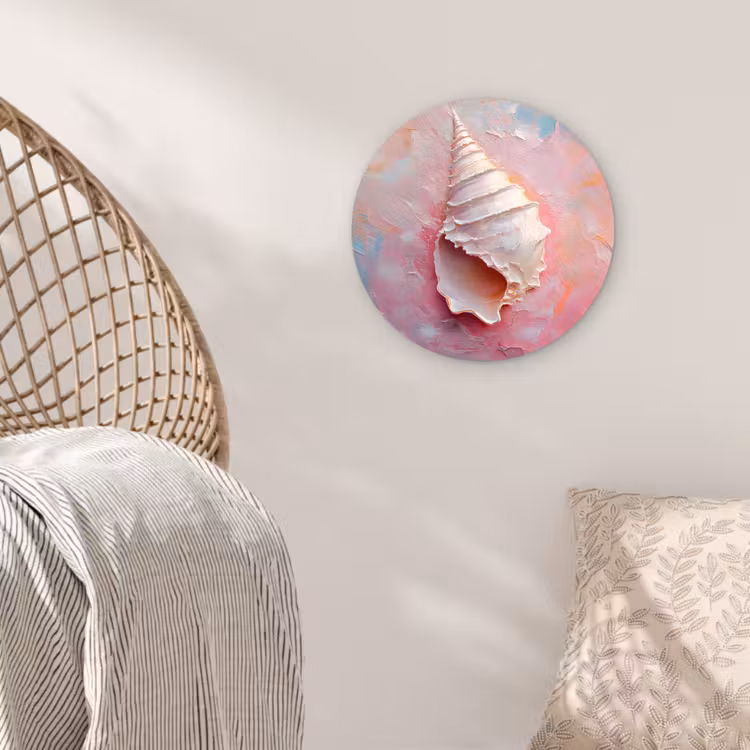 Schelp - Pastel - Pink Wandcirkel kunststof plaat 5mm dik klein -sfeer5