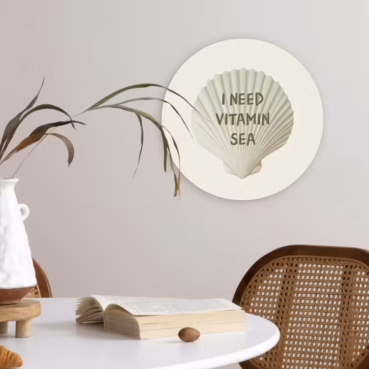 Schelp - Quote - Groen Wandcirkel kunststof plaat 5mm dik klein -sfeer4