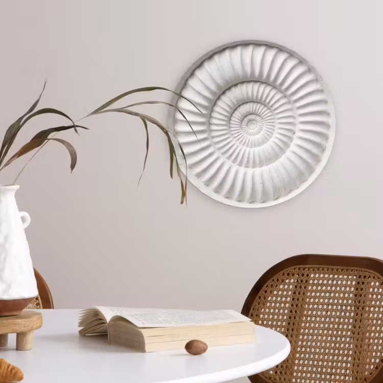 Schelp - Spiraal - Wit Wandcirkel kunststof plaat 5mm dik klein -sfeer4