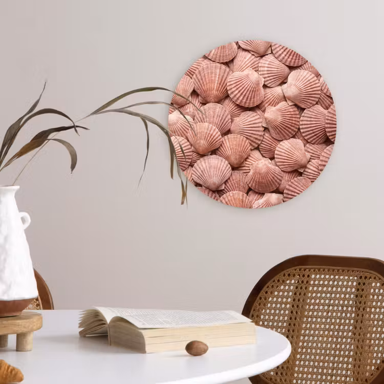 Schelpen - Patroon - Roze Wandcirkel kunststof plaat 5mm dik klein -sfeer4